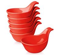 Flexzion Ceramic Dipping Bowls, Small Bowls for Dipping with Handle, Condiment Cups Soy Sauce Dish, Porcelain Ramekins, Sauce Holders, Containers for Small Side Dishes Dips - 3 oz, Set of 6, Red
