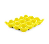 Flexzion 12 Eggs Ceramic Egg Holder, 12 Porcelain Egg Tray Storage Box, Non-Slip Egg Plate, Egg Holder, Egg Carrier Egg Box for Home, Kitchen, Refrigerator, Restaurant, Red