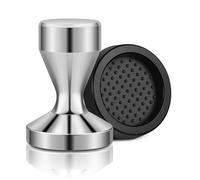 Flexzion Coffee Tamper 58mm Espresso Tamper Tool, Stainless Steel Barista-Quality Hand Press Espresso Maker with Ergonomic Silver Handle for Home and Professional Use