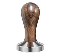 Flexzion Coffee Tamper Machine 58Mm Diameter Stainless Steel Flat Base Grip Handle Barista Espresso Bean Press Tool in Silver Kitchen Accessories 1 58mm Base Wood