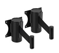 Flexzion Crowd Control Retractable Belt Barrier - 10Ft 3m Wall Mounted Safety Barrier Belt, Queue Line Dividers with Nylon Rope Belt & Sturdy Steel Black Case for Indoor/Outdoor, 2 Pack
