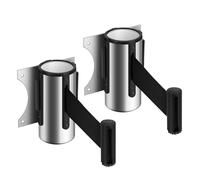 Flexzion Crowd Control Retractable Belt Barrier - 10Ft 3m Wall Mounted Safety Barrier Belt, Queue Line Dividers with Nylon Rope Belt & Sturdy Steel Chrome Case for Indoor/Outdoor, 2 Pack