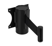 Flexzion Crowd Control Retractable Belt Barrier - 10Ft 3m Wall Mounted Safety Barrier Belt, Queue Line Dividers with Slow-Retract Nylon Rope Belt & Sturdy Steel Black Case for Indoor/Outdoor Use