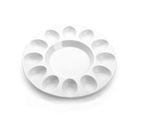 Flexzion Deviled Egg Tray - Ceramic White Porcelain 12 Cup Eggs (2 Pack) Serving Tray Catering Platter for Hard Boiled Devil Eggs, Easter Eggs Holder & Deserts Unique Decorative Kitchen Dish Plate