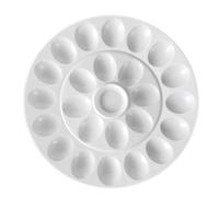 Flexzion Deviled Egg Tray - Ceramic White Porcelain 25 Cup Eggs Serving Tray Catering Platter for Hard Boiled Devil Eggs, Easter Eggs Holder & Deserts Unique Decorative Kitchen Dish Plate Palette
