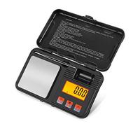 Flexzion Digital Scale Pocket Size Precision Gram Scale 50g/0.001g, Travel Portable Mini Kitchen Food Ounces Carats/w Tweezers, LCD Light, 50 g Calibration Weight, 6 Units, Tare, Stainless Steel