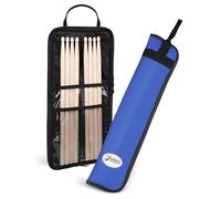 Flexzion Drum Stick Bag - Percussion Music Accessories Case with Hook, Card Holder, Adjustable Shoulder Strap & Carrying Handle - 4 Pairs Kid Drum Sticks Holder - Water-Resistant Fabric, Cobalt Blue