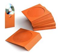 Flexzion DVD CD Sleeves 100 Pack - Premium Paper CD Sleeves for Blank CDs for Burning Music Movie Video Game Disc - Thick Disc Sleeve CD Envelopes Storage with Window Cutout and Flap, Orange