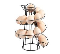 Flexzion Egg Skelter Deluxe Modern Spiraling Dispenser Rack (Medium) - Chrome Plated standing Wire Chicken Egg Storage Organizer Display Holder Basket for Countertop Kitchen, Black