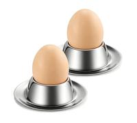 Flexzion Flexzion Egg Cups for Soft Boiled Eggs - Set of 2 Stainless Steel Egg Cup - Stackable Hard Boiled Egg Holder with Base for Serving, Breakfast, Brunch