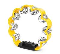Flexzion Flower Tambourine - 8 Inch Handheld Percussion Instrument w/Metal Jingles & Ergonomic Grip - Small Tambourines for Adults, Kids, Church, Parties, & Musical Events (Yellow)
