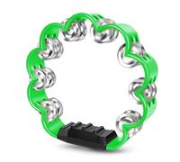 Flexzion Flower Tambourine - 8 Inch Handheld Percussion Instrument w/Metal Jingles & Ergonomic Grip - Small Tambourines for Adults, Kids, Church, Parties, & Musical Events (Green)