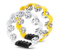 Flexzion Flower Tambourine - 8 Inch Handheld Percussion Instrument w/Metal Jingles & Ergonomic Grip - Small Tambourines for Adults, Kids, Church, Parties, & Musical Events (2 Pack - Yellow & White)