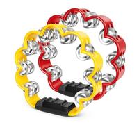 Flexzion Flower Tambourine - 8 Inch Handheld Percussion Instrument w/Metal Jingles & Ergonomic Grip - Small Tambourines for Adults, Kids, Church, Parties, & Musical Events (2 Pack - Red & Yellow)