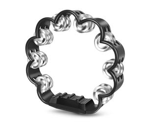 Flexzion Flower Tambourine - 8 Inch Handheld Percussion Instrument w/Metal Jingles & Ergonomic Grip - Small Tambourines for Adults, Kids, Church, Parties, & Musical Events (Black)
