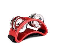 Flexzion Foot Tambourine Percussion with Double Row Steel Jingles - Foot Shaker Musical Instrument Drum for Party Shoes Gift Singer Vocalists Cajon & Guitar Players (Red)