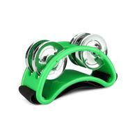 Flexzion Foot Tambourine Percussion with Double Row Steel Jingles - Foot Shaker Musical Instrument Drum Party Shoes Gift Singer Vocalists Cajon & Guitar Players (Green)