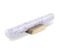 Flexzion French Rolling Pin, 12 Inch White Marble Rolling Pins for Baking with Wooden Base Holder Stand - Non-Stick Baking Roller for Baking Fondant, Crust, Pastry, Cookies, Pizza, Pasta