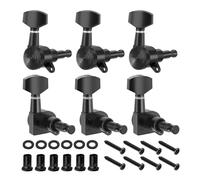 Flexzion Guitar Locking Tuners Set of 6 (3R + 3L) - 1:18 Lock String Acoustic & Electric Guitar Tuning Pegs - Chrome Finish Locking Tuning Key Pegs Machine Heads Knobs Parts Replacement, Black