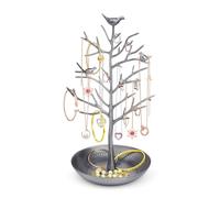 Flexzion Jewelry Display Stand, Earring Necklace Holder Tree Tower Rack Hanging Organizer - Ideal for Bangles Pendants Anklet (Silver)