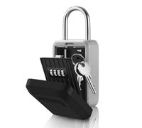 Flexzion Key Lock Box with Key Storage Safe Box, 4 Digit Combination Lock Detachable Dual Open U Shape Lock, Security Storage Holder Code Case for House Indoors Outdoors Weather Rust Resistant