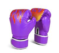 Flexzion Kids Boxing Gloves for 3 to 8 Years, 4 oz Fire Purple Sparring Gloves for KickBoxing, MMA, Muay Thai