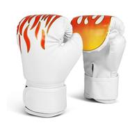 Flexzion Kids Boxing Gloves for 3 to 8 Years, 4 oz Fire White Sparring Youth Training Mitts for KickBoxing, MMA, Muay Thai
