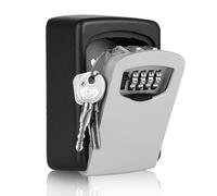 Flexzion Lock Box for Keys with Code - Wall Mounted Key Hiders Outside, 4 Digit Combination realtor lock box for House, Door - Weatherproof & Rust Resistant Outdoor Key Safe