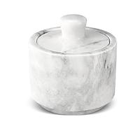 Flexzion Marble Salt Cellar with Lid, Multi-Purpose Marble Container for Salt, Pepper, Paprika and Powdered Herbs, Marble Box for Jewelry, Watches and Accessories (White)