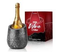 Flexzion Marble Wine Chiller Bucket for Bottles - Black Champagne Cooler & Multi-Purpose Marble Utensil Holder for Kitchen - Adaptable Stone Wine Bottle Chiller for Bar, Home Decor, Fits 750ml Bottles