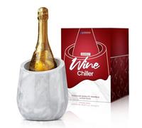 Flexzion Marble Wine Chiller Bucket for Bottles - White Champagne Cooler & Multi-Purpose Marble Utensil Holder for Kitchen - Adaptable Stone Wine Bottle Chiller for Bar, Home Decor, Fits 750ml Bottles