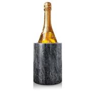 Flexzion Marble Wine Chillers for Bottles - Champagne Cooler & Multi-Purpose Marble Utensil Holder for Kitchen - Adaptable Stone Wine Bottle Chiller Bucket for Party, Bar, Home Decor, Black
