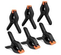Flexzion Muslin Heavy Duty Clips Spring Clamp, 6 Pack, 4 Inch Premium Nylon Craft Clips Grip with Movable Adjustable Teeth, Clips for Backdrop Stand Photography, Wood Art Work Home Improvement, Black