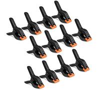 Flexzion Muslin Heavy Duty Spring Clamps w/Movable Adjustable Teeth - 4 inch (Set of 12) Premium Nylon Clips Grip for Woodwork/Artwork/Backdrop/Photography Studio/Home Improvement Project, Black