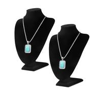Flexzion Necklace Bust Display Stand (2 Pack) - 10 Inch 3D Mannequin Black Velvet Necklace Display Holder for Home, Boutique & Trade Shows - Jewelry Display for Selling Necklace, Pendants, Lockets