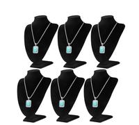 Flexzion Necklace Bust Display Stand (6 Pack)- 10 Inch 3D Mannequin Black Velvet Necklace Display Holder for Home, Boutique & Trade Shows - Jewelry Display for Selling Necklace, Pendants, Lockets