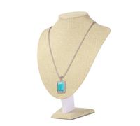 Flexzion Necklace Display Bust Stand - Beige Linen Jewelry Mannequin Display, 11 Inch Necklace Holder Mannequin for Vendors, Retail Counter, Craft Fairs & Trade Shows Jewelry Display Stand