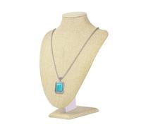 Flexzion Necklace Display Bust Stand - Beige Linen Jewelry Mannequin Display, 9.6 Inch Necklace Holder Mannequin for Vendors, Retail Counter, Craft Fairs & Trade Shows Jewelry Display Stand