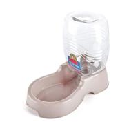 Flexzion Pet Water Dispenser Station, Beige (1/4 Gallon) Auto Replenish Gravity Waterer Drinking Fountain Bottle Bowl Dish Portable Stand for Small Dog Cat Animal