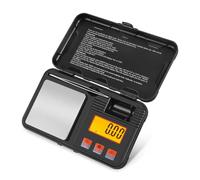Flexzion Pocket Scales Digital Weight Grams 200g x 0.01g - Mini Portable Food Scale with LCD Display, 6 Units, Tare, Tweezers & 50g Calibration Weight - Stainless Steel Portable Scale