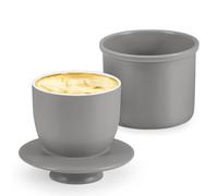 Flexzion Porcelain Butter Crock Butter Keeper, French Butter Dish with Lid, Tabletop Spreadable Soft and Fresh Water Sealed Butter Holder Cafe Retro Collection Farmhouse Decor (Gray)