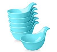 Flexzion Small Dipping Bowls with Handles, Ceramic Blue, 3 oz, 6-Pack