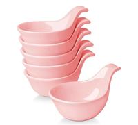 Flexzion Small Dipping Bowls with Handles, Ceramic Pink, 3 oz, 6-Pack