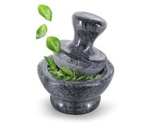 Flexzion Small Mortar and Pestle Set Marble Stone Crusher (Black) - 4 Inch, 1/2 Cup Capacity Muddler and Bowl, Kitchen Hand Grinder for Spices, Herbs, Pills