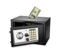 Flexzion Small Safe Box With Drop Slot - Electronic Digital Combination Keypad Lock for Money - Cash Security for Cabinets, Home & Office (12"x8"x8"), Black