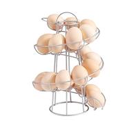 Flexzion Spiral Egg Rack for Fresh Eggs (Medium Egg Display) - Modern Egg Skelter Freestanding Wired Countertop Egg Holder for Fresh Eggs, Dispenser Stand, Storage Rack for Kitchen, Silver
