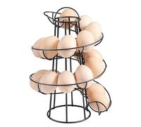 Flexzion Spiral Egg Rack for Fresh Eggs (Medium Egg Display) - Modern Egg Skelter Freestanding Wired Countertop Egg Holder for Fresh Eggs, Dispenser Stand, Storage Rack for Kitchen, Black