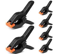 Flexzion Spring Clamps 4 Inch - Heavy Duty Plastic Spring Clips for Backdrop Stand, 6 Pack Backdrop Clips Clamps for Crafts, Balloon Arch Decorations, Woodworking, Pool Cover, Photography DIY (Black)