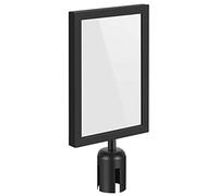 Flexzion Stanchion Sign Holder Indoor Outdoor Sign Holder Topper 2.36" Dia (8.5" x 11" A4 Frame) Portrait Double Sided Plexiglass Sign Post Frame Crowd Control and Queuing Sign Bracket