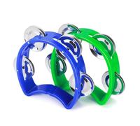 Flexzion Tambourine Hand Bell Percussion Musical Instruments (Blue & Green)